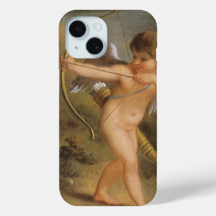 Coque Pour iPhone 15 Saint-Valentin vintage, Cupidon avec arc et flèche