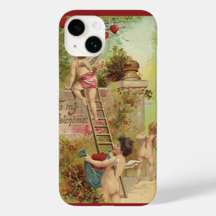 Coque Pour iPhone 14 Saint-Valentin vintage, de mignons chérubins grimp