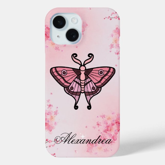 Coques Case-Mate iPhone Sakura Bliss, Pink Moth, Arrière - plan Sakura (Verso)