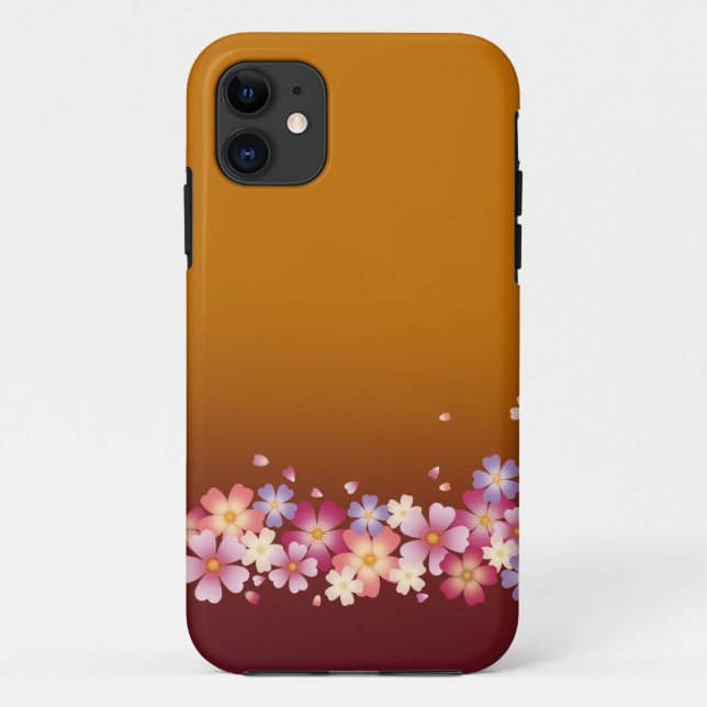 Coques Case-Mate iPhone Sakura Blossoms Mixtes Kimono Style Bourgogne & Or (Dos)
