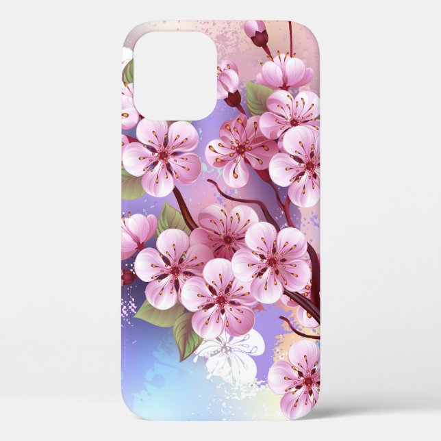 Coques Case-Mate iPhone Sakura rose sur la peinture Arrière - plan (Verso)