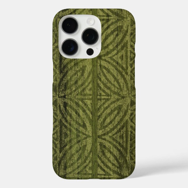 Coques Case-Mate iPhone Samoan Tapa Hawaiian Faux Wood Green Surboard (Verso)