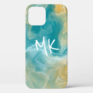 Case-Mate iPhone Case Sandy Brown Ocean Blue Fluid Art