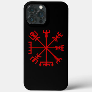 Etui iPhone 13 Pro Max Sang Rouge Vegvísir (Viking Compass)