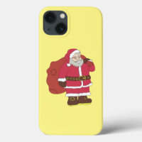 Santa Claus en rouge avec sac cadeau et lunettes