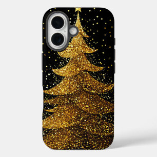 Coque Pour iPhone 16 Sapin de Noël doré
