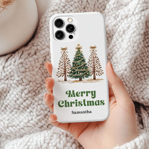 Coque iPhone 15 Mini Sapins de Noël à impression léopard bizarre nom pe