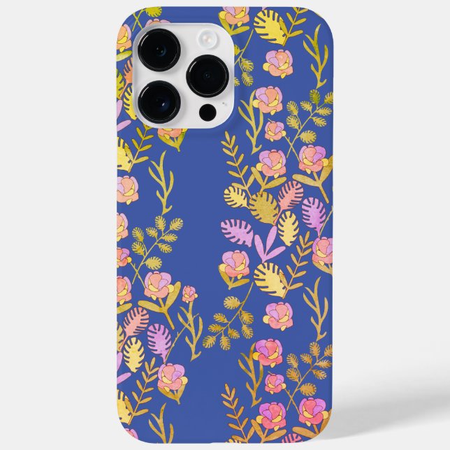 Coques Case-Mate iPhone Sapphire Blue Floral Botanique Bliss Téléphone Cas (Verso)