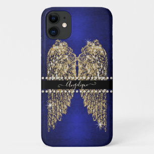 Case-Mate iPhone Case Sapphire Blue Gold Angel Ailes w Diamond Jewond