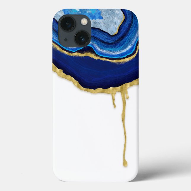 Coques Case-Mate iPhone Sapphire coulant Agate bleu et or (Verso)