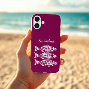 Coques iPhone 16 Plus Sardines-Hawaïen-Pêcheur Couleur de vin de base