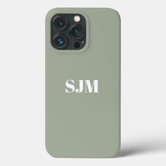 Coques Case-Mate iPhone Sauge moderne vert Nom monographique personnalisé (Verso)