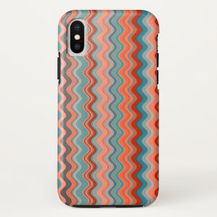 Case-Mate iPhone Case Saumon de corail Orange Blue Wavy Zigzag Motif