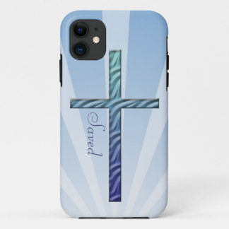 Coque iPhone 11 Sauvé-Croix Ondulée Bleue Interconfessionnelle