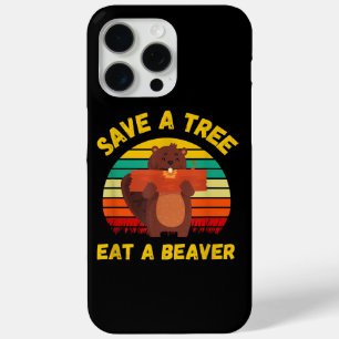 Coque iPhone 15 Pro Max Sauvez un arbre Mangez un castor amusant Pun casto