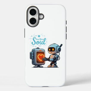 Coques iPhone 16 Plus Sauvez votre âme mignonne Robot Holt Coeur - Futur