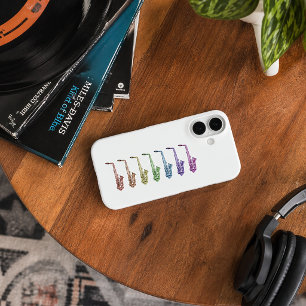 Coque Pour iPhone 16 Saxophone arc-en-ciel coloré