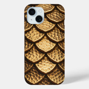 Coque Pour iPhone 15 Scales de dragon métal doré