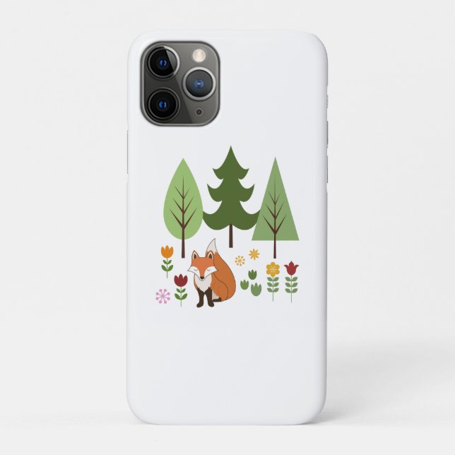Coques Case-Mate iPhone Scandinavian Style Fox Flowers Trees Illustration (Dos)