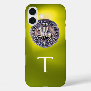 iPhone 16 Plus Case SCEAU DU MODÈLE DE CHEVALIERS MONOGRAMME jaune