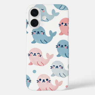 Coque Pour iPhone 16 🐾 Sceller des lunettes | Boîtier téléphonique 💙