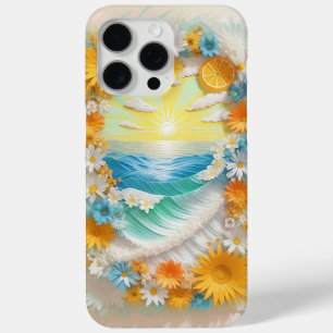 Coque iPhone 15 Pro Max Scène de craft en papier de vagues océaniques, lev