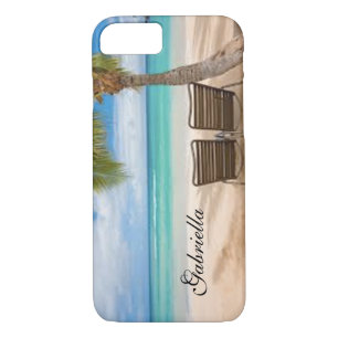 Coque iPhone 7 Scène de détente de plage avec le cas de téléphone
