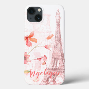 Case-Mate iPhone Case Scène de Paris et fleurs roses faites sur command