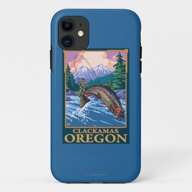 Coques Case-Mate iPhone Scène de pêche de mouche - Clackamas, Orégon (Dos)