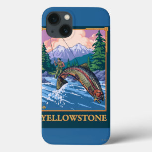 Etui iPhone 13 Scène de pêche de mouche - parc national de