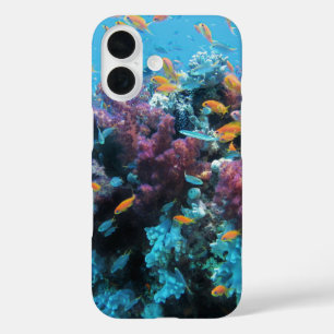Coque Pour iPhone 16 Scène sous-marine de corail rose 