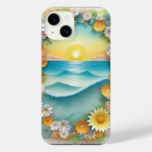 Coque Pour iPhone 14 Scène vibrante de papier craft de vagues océanique