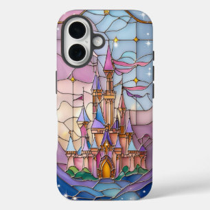 Coque Pour iPhone 16 Scène Whimsical de Château de Verre en Pastel Hue