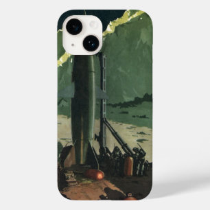 Coque Pour iPhone 14 Science-fiction vintage, Rocket on Foreign Planet