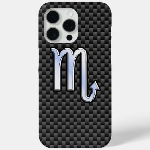 Coque iPhone 15 Pro Max Scorpio Zodiac Sign on Carbon Fibre Print
