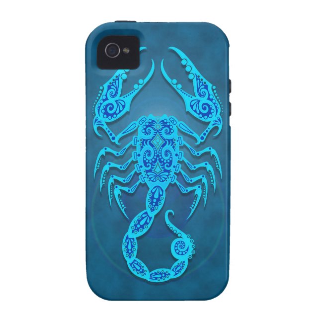 Coques Case-Mate iPhone Scorpion tribal bleu complexe (Dos)