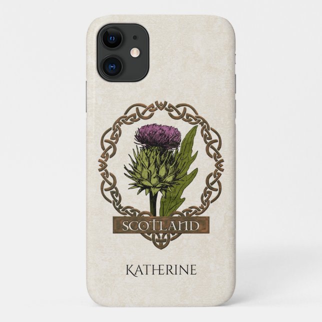 Coques Case-Mate iPhone Scotland Scottish Thistle Celtic Knots Name (Dos)