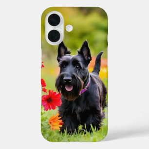 Coque Pour iPhone 16 Scottie Terrier Jouer dans l'herbe