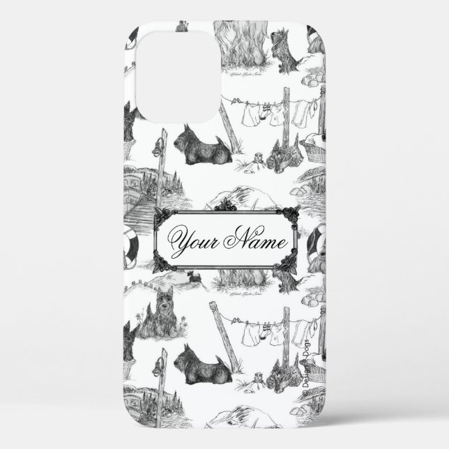 Coques Case-Mate iPhone SCOTTISH Terrier Black Toile avec nom personnalisé (Verso)