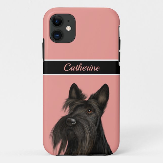 Coques Case-Mate iPhone Scottish Terrier (Scotty Dog) - Rose  (Dos)
