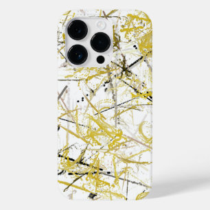 Coque Pour iPhone 14 Pro Scribbles Abstraits - moutarde et Brown
