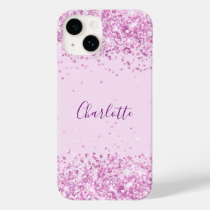 Coque Pour iPhone 14 Script de nom de confetti rose