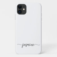 Script de nom de monogramme blanc minimaliste pour