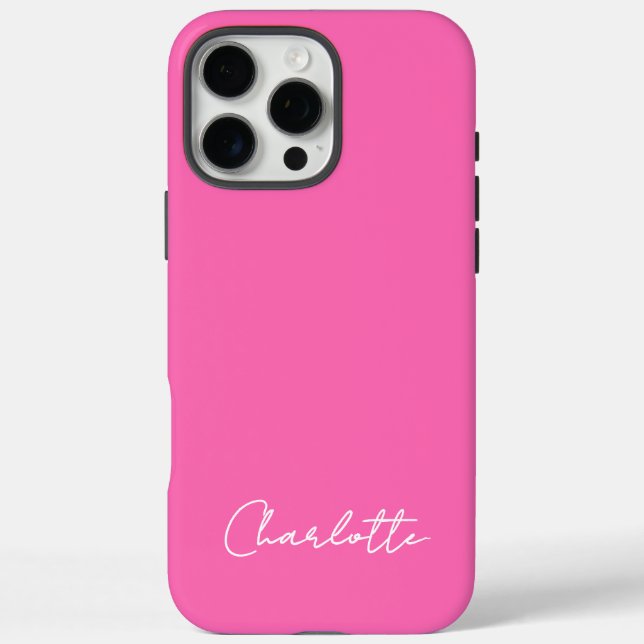 Coques Case-Mate iPhone Script de nom personnalisé Chic Hot Rose (Verso)