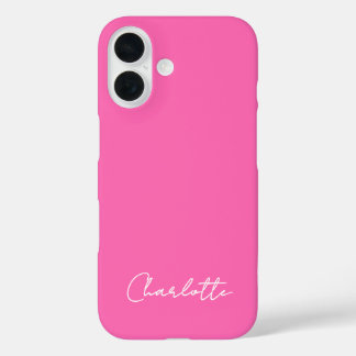 Coque Pour iPhone 16 Script de nom personnalisé Chic Hot Rose