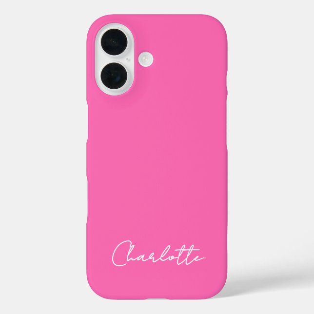 Coques Case-Mate iPhone Script de nom personnalisé Chic Hot Rose (Verso)