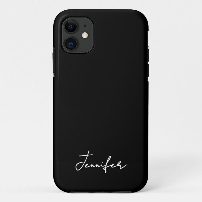 Coques Case-Mate iPhone Script de signature de nom personnalisé noir minim (Dos)