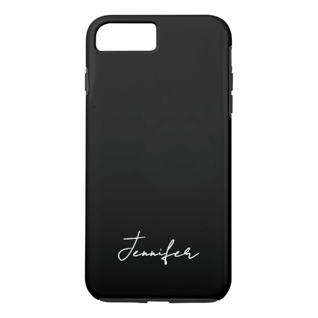 Coques Case-Mate iPhone Script de signature de nom personnalisé noir minim (Dos)