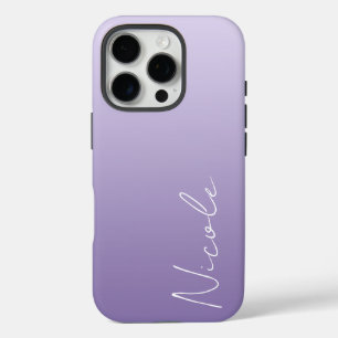 Coques iPhone 16 Pro Script d'écriture manuscrite à dégradé violet pers