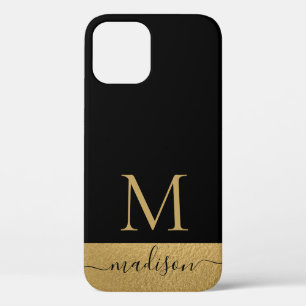 Case-Mate iPhone Case Script féminin Black Gold moderne Monogramme